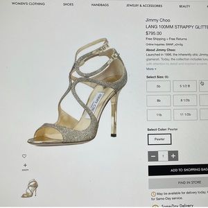 Jimmy Choo Lang 100mm strappy glitter Sz 40